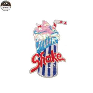 Quality Shake Drinking Sequin Embroidery Patches Fashionable Any Color Available wholesale