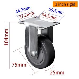 Quality 3 Inch 75mm Light Duty Casters 80kg Plate By Rigid Swivel / Brake Type wholesale