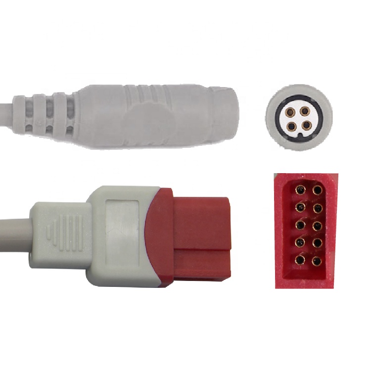 Medical Grey IBP Adapter Cable Compatible For Spacelabs 10 Pin To B.Braun Transducer