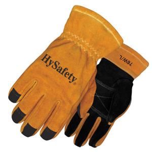 Quality Heat Resistant Firefighter Safety Gloves With Para Aramid Lining In Gold And Black wholesale