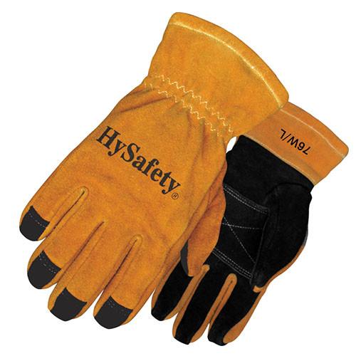 Heat Resistant Firefighter Safety Gloves With Para Aramid Lining In Gold And