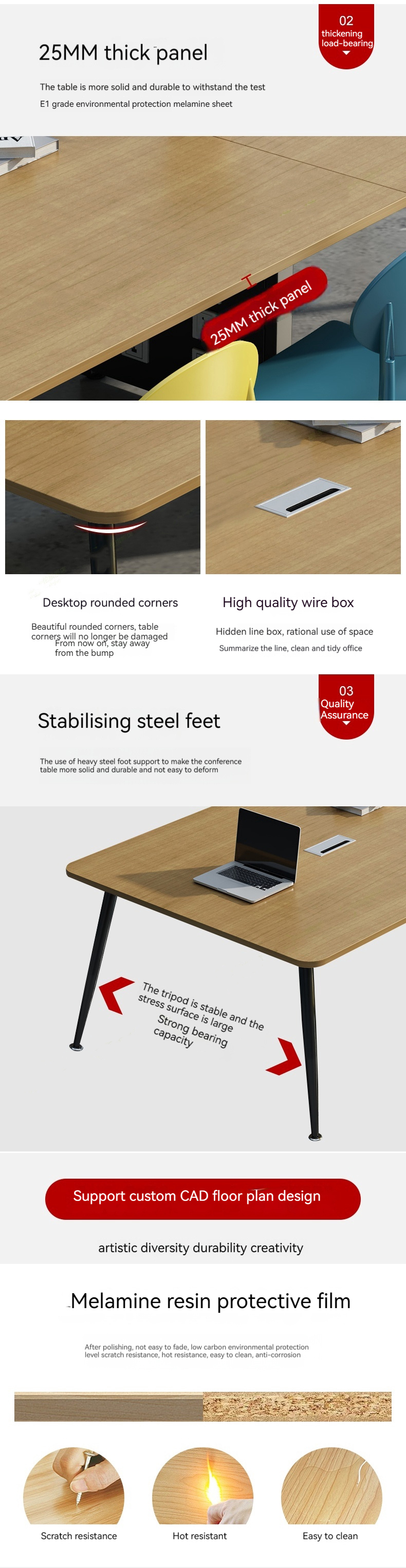 Office Furniture Conference Workbench Steel Frame Training Negotiation Table Set
