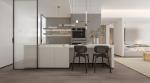 Modern Plywood Kitchen Cupboard Set HPL Fireproof Solid Wood Cabinet