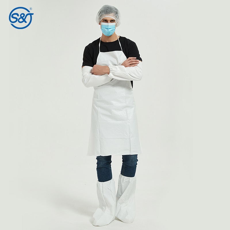 PP Film Coating Impervious Non Woven Fabric Apron Disposable Protective Apron Without Sleeves
