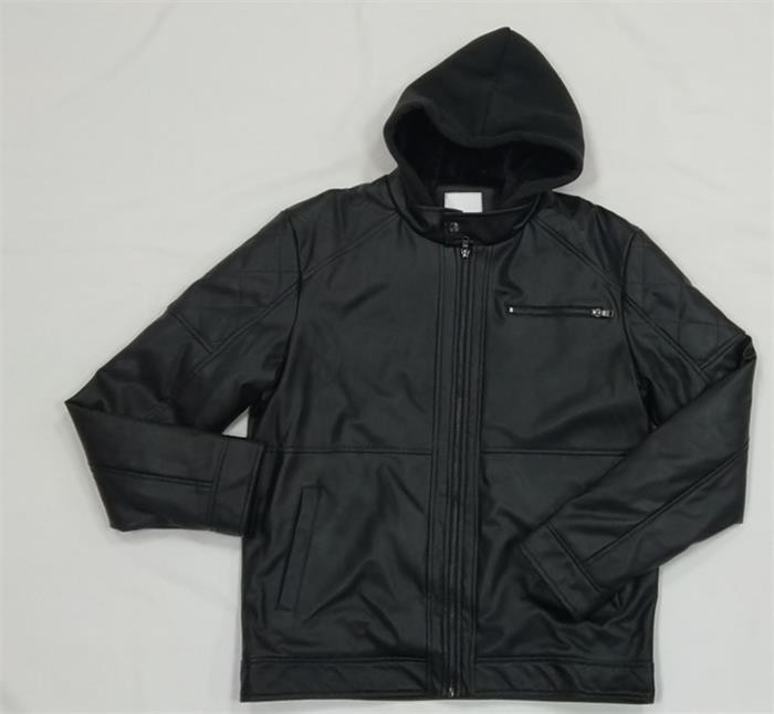 Shoulder Mens Padded Leather Jacket Short