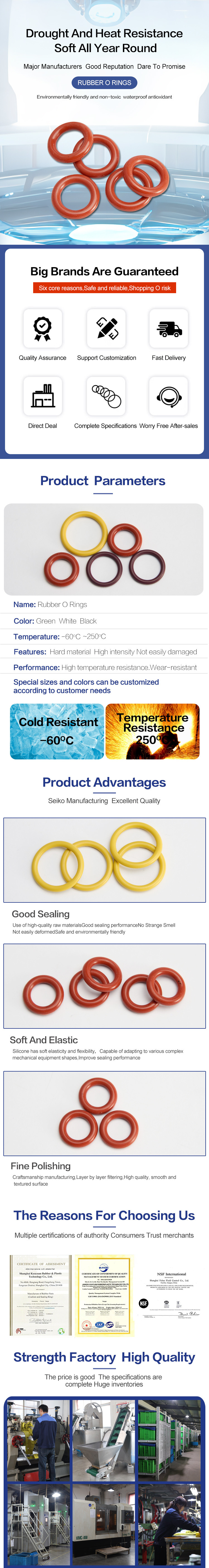 Silicone O Rings Mold Pressed Heat Resistant with Good Tear Resistance