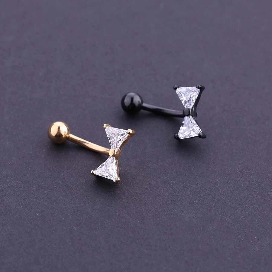 Internally Thread Prong Set CZ Belly Button Ring Dangle Body Piercing Jewelry Titanium