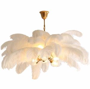 Quality Changeable Brightness Art Deco G9 Ostrich Feather Chandelier wholesale