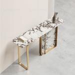 Brush Gold SS Console Table Leg Base 11mm Sintered Stone Top