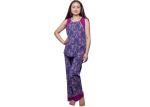 Fashion Womens Summer Nightwear Water Print Fabric Waistcoat And Long Pant With