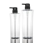 Transparent Cylinder Round Cosmetic Lotion Bottle 400ML 600ML Black Pump