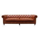 1 2 3 4 Seater Tan Leather Chesterfield Style Sofa Home Furniture