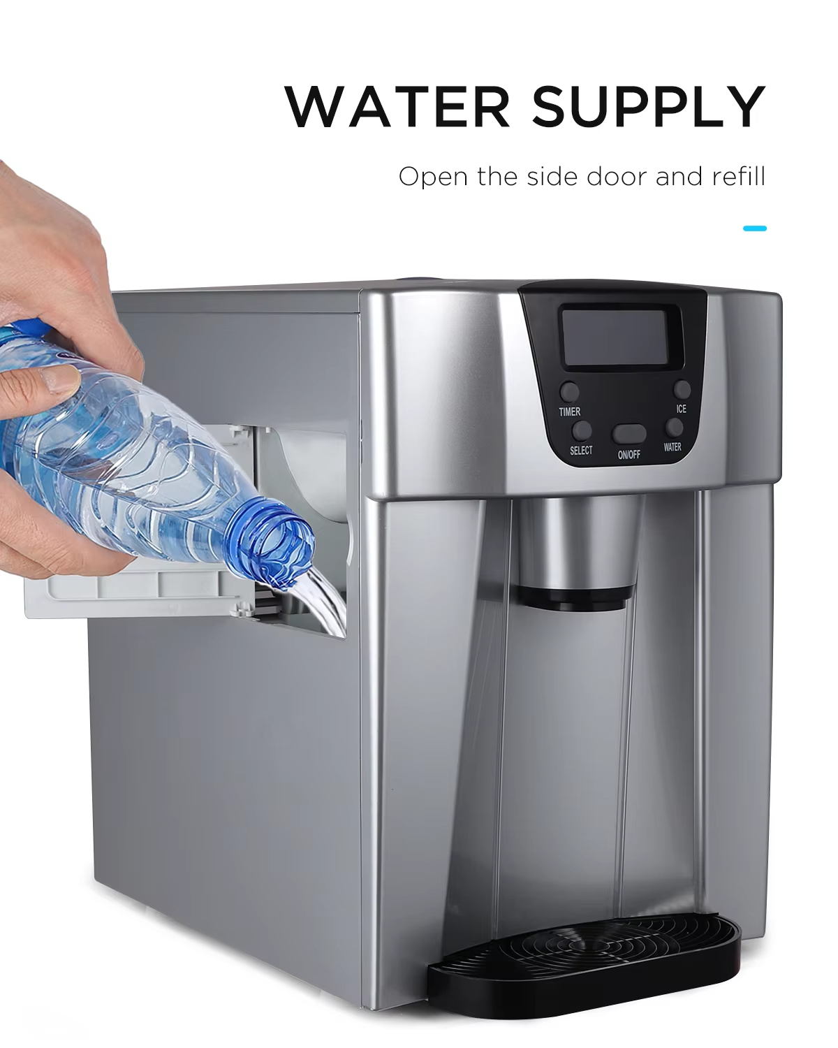 20kg Bullet Ice Block Making Small Home Commercial Ice Maker Machine for Business Automatic input water type Hand watering