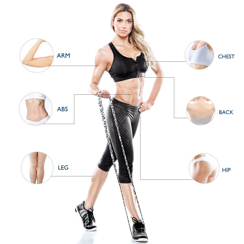 Leopard Print Workout Exercise Booty 208cm Resistance Bands Set For Pilates Sport Crossfit Fitness Training