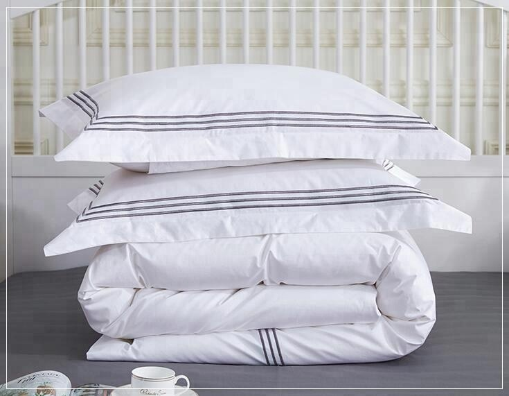 Elegant Home 60s Pure Cotton Customized Hotel Bedding Set with YARN DYED Pattern