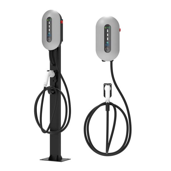7KW/32A Silver Wall-Mounted / Column Electric Vehicle Charging Pile Electric