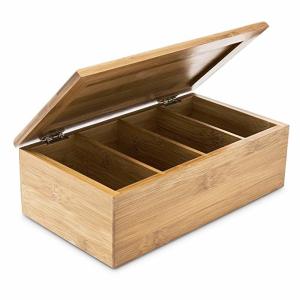 Quality Home Decoration Bamboo Storage Box Wooden Jewellery Box With 4 Compartments wholesale