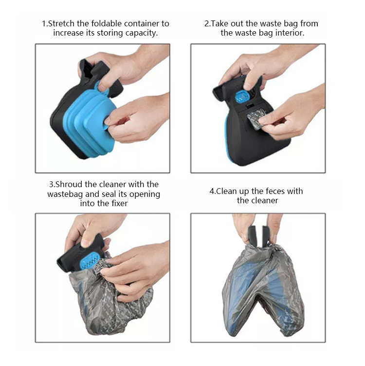 Blue Handheld Dog Poop Scoop Portable Pooper Scooper For Walking