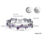 Women Platinum Plated Purple Cubic Zirconia Bracelet Wedding Jewelry(JDS924PURPL