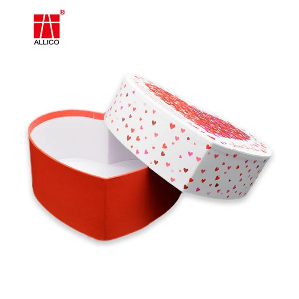 Cheap Textured CMYK Red Heart Shaped Boxes , 10.25×8.5×5.2" Cardboard Flower Bouquet Boxes for sale