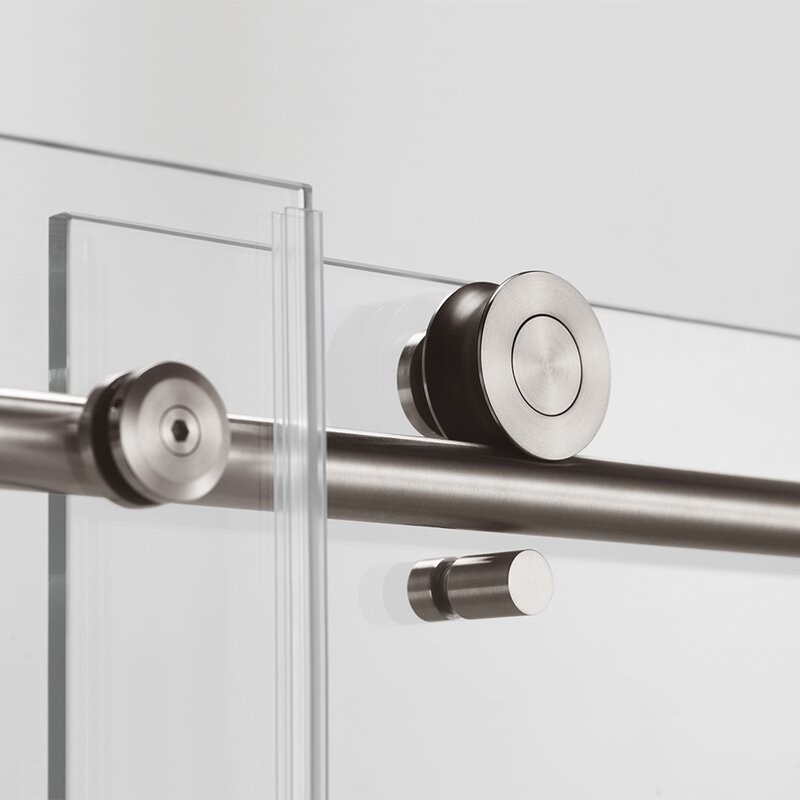 Custom Sliding Tempered Glass Shower Screen Stainless Steel Hanging One Shaped