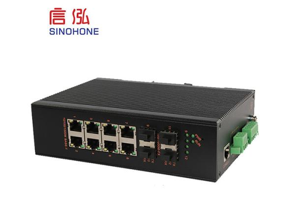 Outdoor Fiber Optic Network Switch 4 1000M SFP FX Ports + 8 10/100/1000M TX