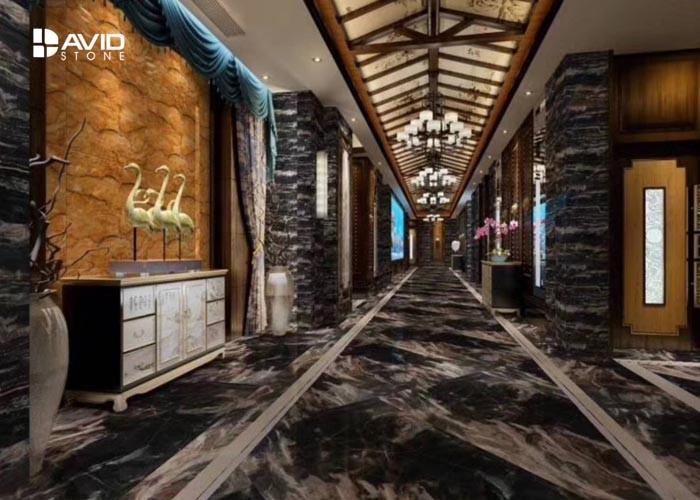 Brown Marble Natural Stone Slabs For Kitchen Countertops / Bathroom Vanity Top