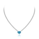 Elegant Heart Shape Aqua Blue 925 Sterling Silver Heart Gemstone Necklace