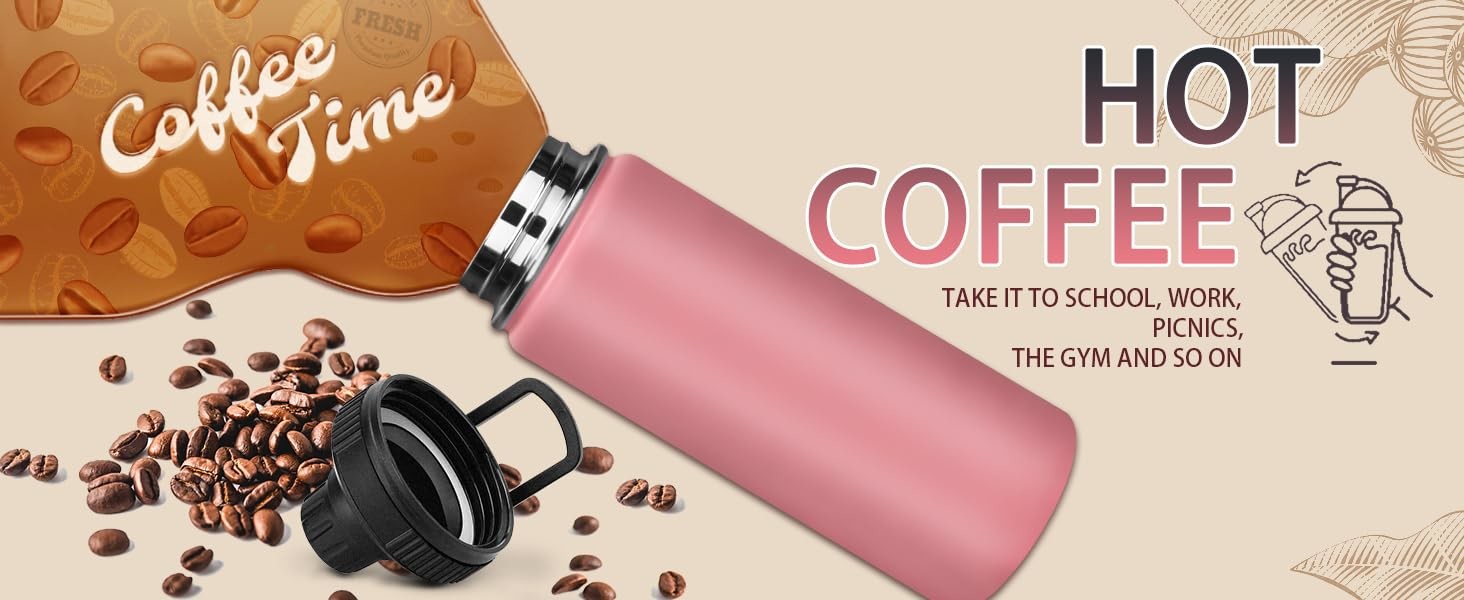 Insulated Water Bottle With Spout Lid Reusable Stainless Steel Water Bottles With Handle Leak Proof Sports Water Flask For Gym Travel Bike Camping