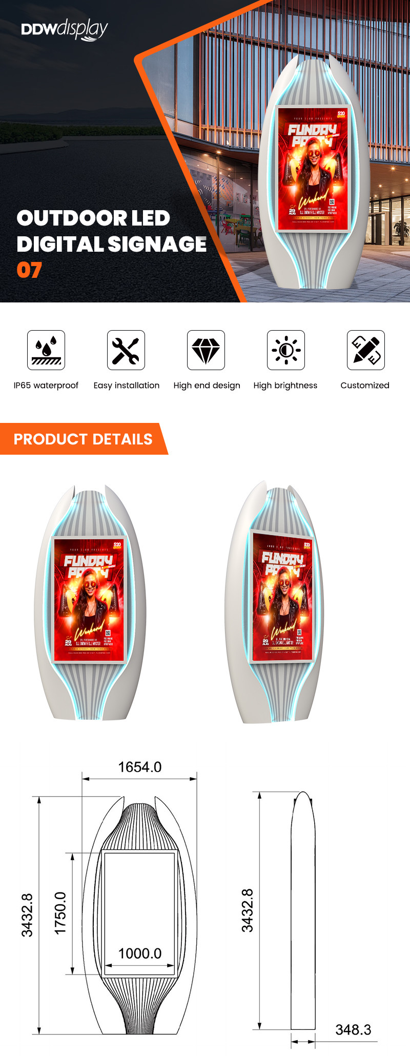 IP65 waterproof P4 P5 P6 P8 P10 10000nits mupi outdoor indoor display led digital signage