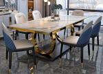 ISO9001 Stylish Marble Dining Table , Stainless Steel And Marble Dining Table