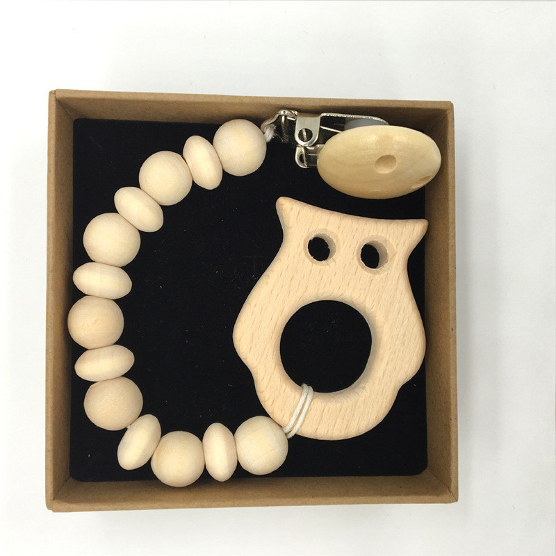 Animal Organic 5pcs Wooden Silicone Teether Wooden Baby Teething Toys