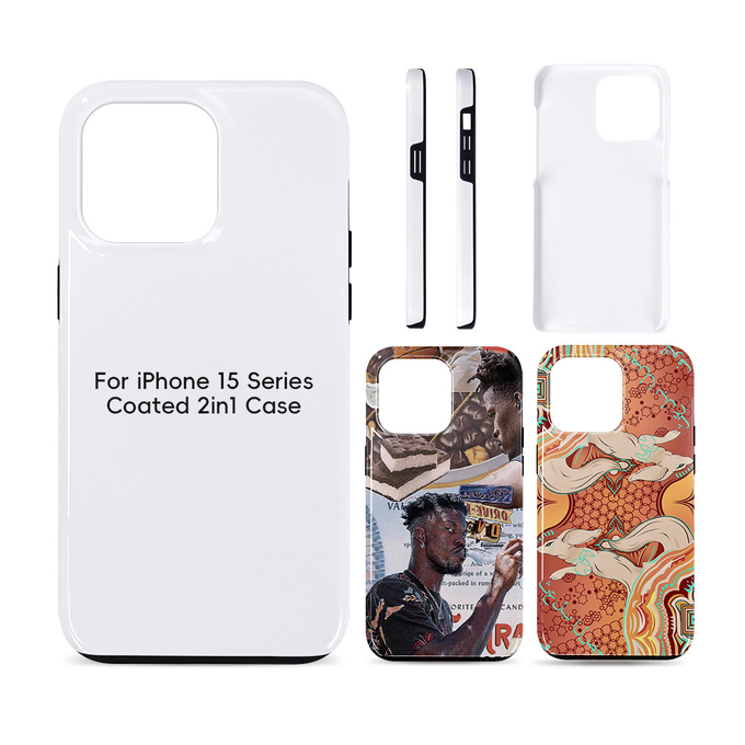 White PC Coating 3D Sublimation Printing 2 in 1 Double Layer Back Cover Phone Case