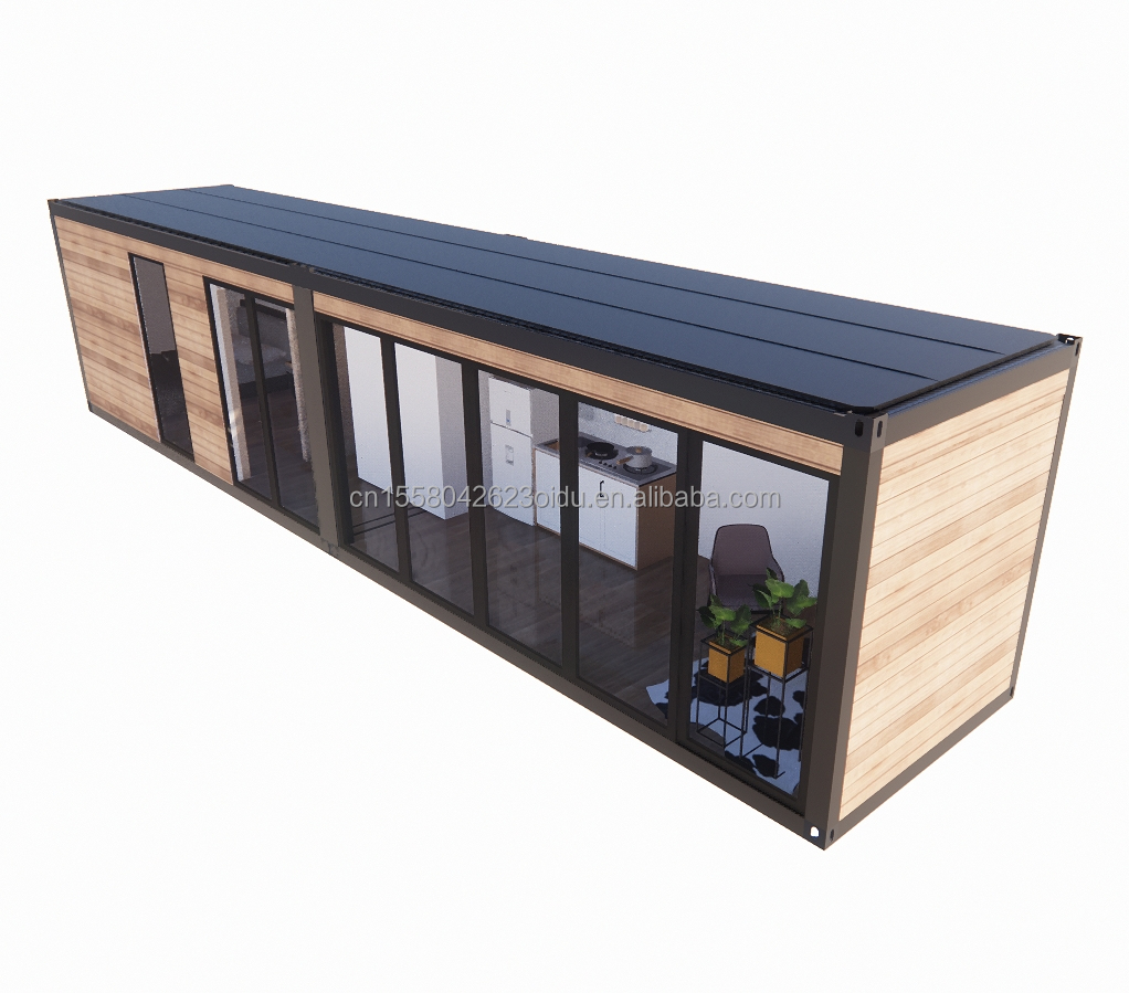 Prefabricated Wooden Luxury Tiny Living Portable Prefab Container Home Houses with Bedroom Bathroom Kitchen Living Room