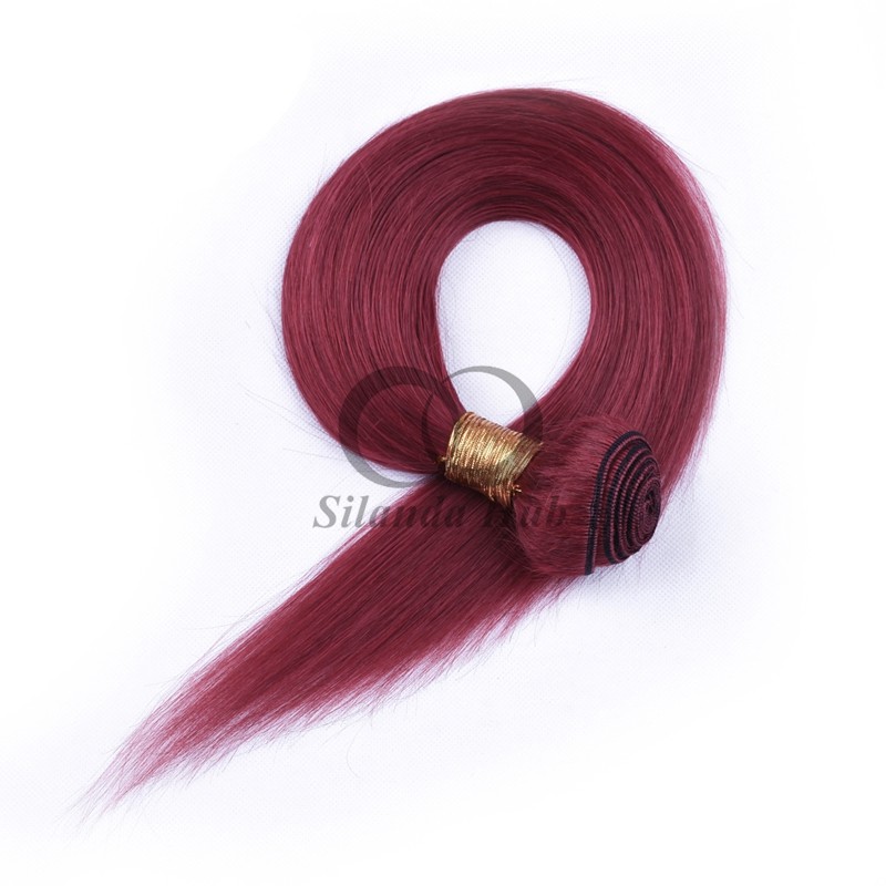 Burgundy Straight Remy Human Hair Bundles Sew In Weave Bundles Brazilian Bundle Deals