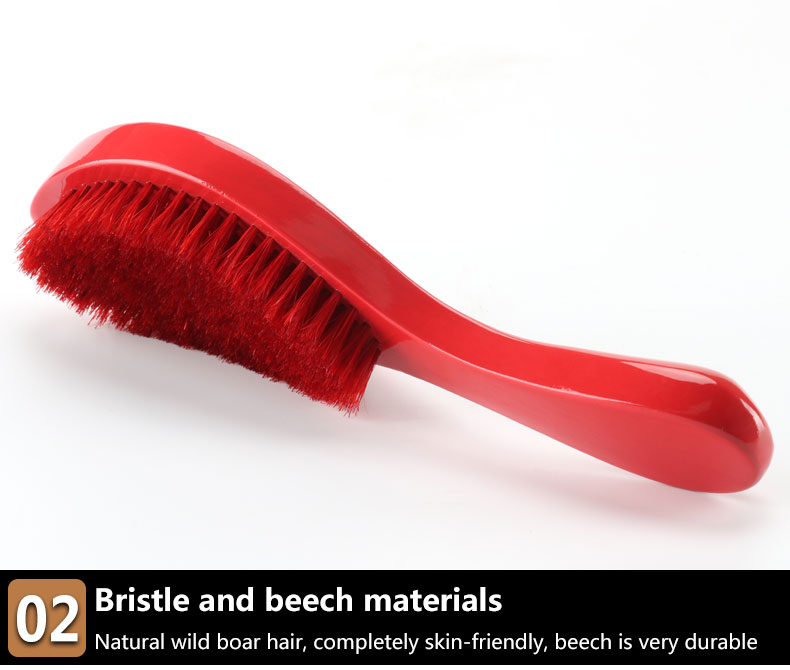 100% Pure Red Natural Boar Bristle Brush With PU Glossy Handle