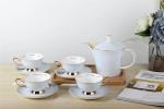 Sophisticated Gold Plating Ceramic Tea Cup Kettle Saucer Set