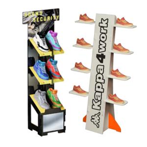Quality Shop Floor To Ceiling Wooden Display Rack Plywood Rotating Shoe Rack With Custom Logo wholesale