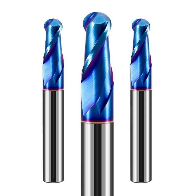 65 Degree 2 Edge Tungsten Steel Spherical Milling Cutter With Blue Nano Coating