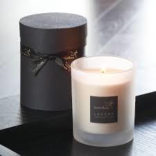 Quality 100% soy wax scented &amp; forest glass candle with black printed label and packed into gift box wholesale