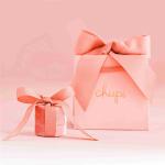 Recycled Small Pink Cardboard Printed Paper Gift Bags Ribbon Handle Bags
