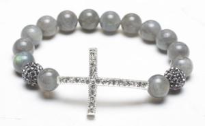 Quality Cross Bracelet, Crystal Pave Argil Beads, Labradorite Rounds wholesale