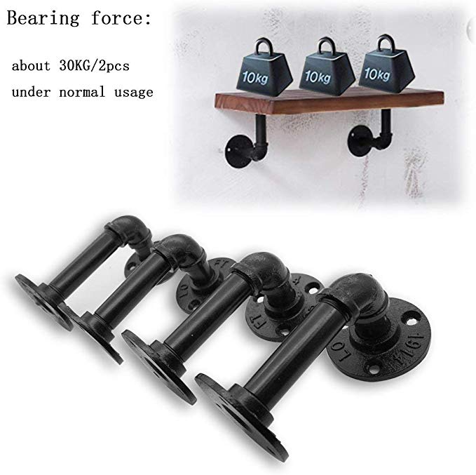 Nonstandard 5.1*3.5inch Rustic Wall Mounted DIY Pipe Shelf Brackets
