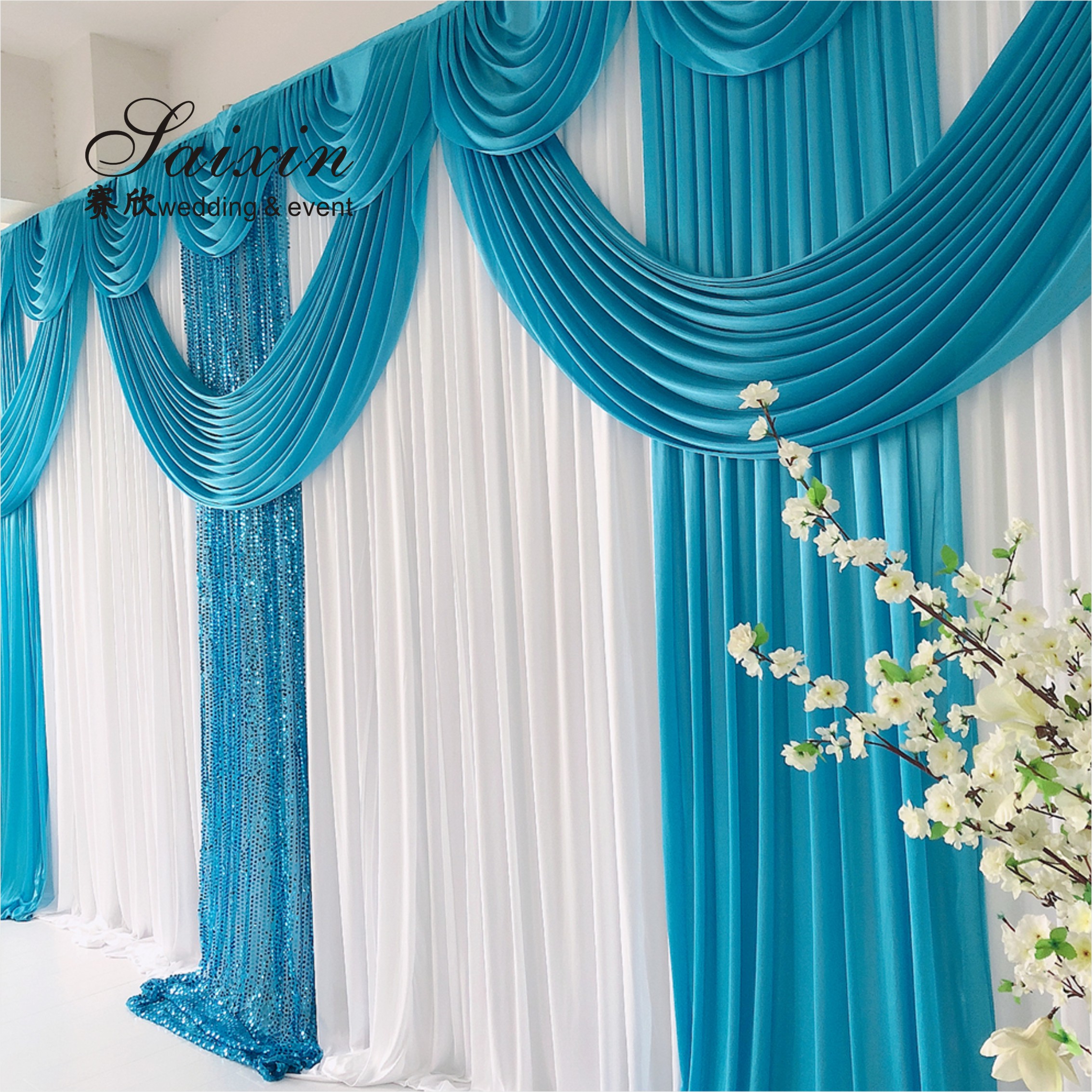 China manufacturer wholesale drape cloth curtains valance for wedding stage backdrop