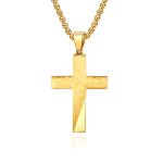 Stainless Steel Cross Necklace for Men Satin and Polished Christian Jewelry
