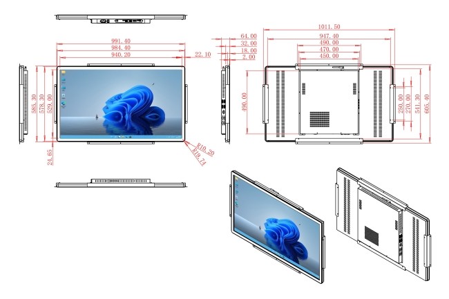 43-Inch Windows Large-Scale Interface for Traffic Systems, Corporate Information Centers, Retail Environments, and Industrial Control