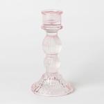 6 Inch Color Glass Candle Holder Machine Pressed Crystal Taper Candlestick