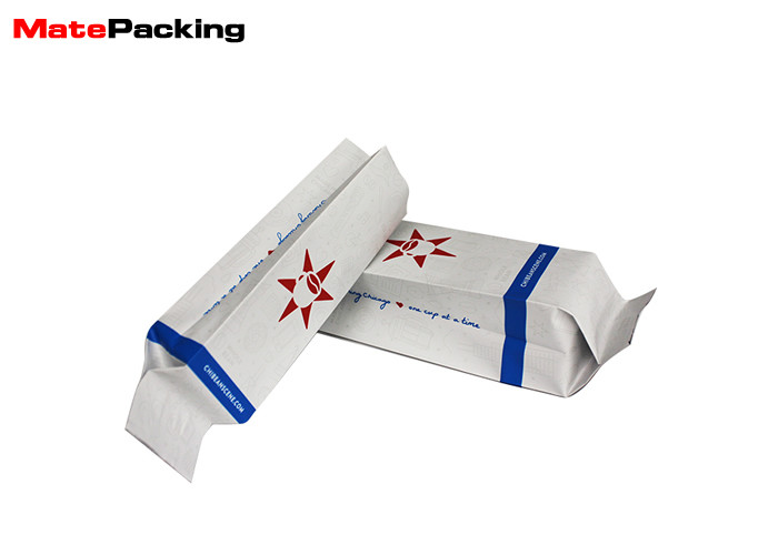 Eco Friendly Foil Gusseted Coffee Bags Water Barrier White Kraft Paper For Snack