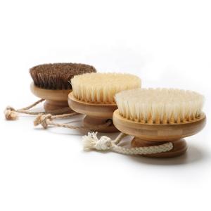 Quality Natural Bamboo Body Dry Exfoliating Brush White Horse Boar Bristle Shower Brush wholesale