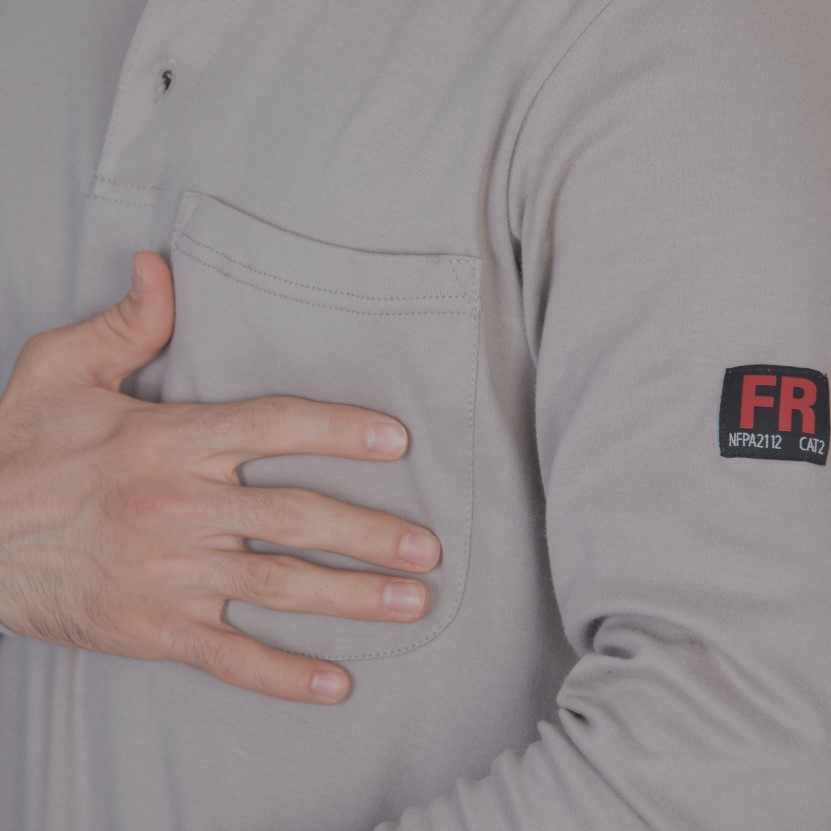 Premium Fr Protection FRC Light Weight Work Henley Shirt CAT2 FR Treated Shirt